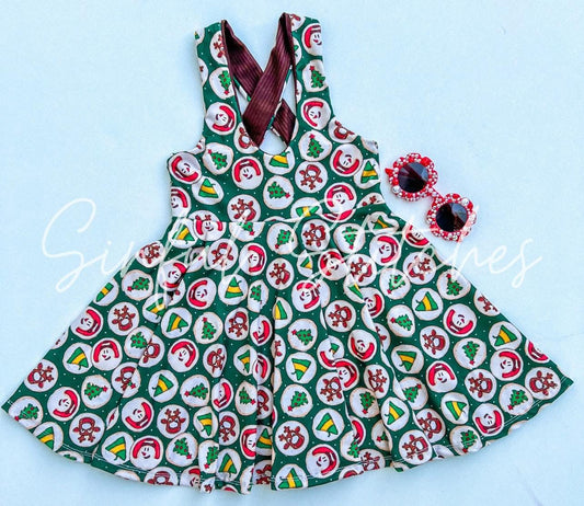 RTS Christmas Cookie Pinafore Dress 4T